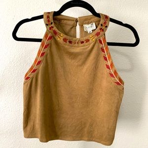 LA HEARTS SOFT VELVET TRIBAL CROP TOP